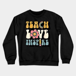 Back To School Teach Inspire Retro Teachers Women Crewneck Sweatshirt